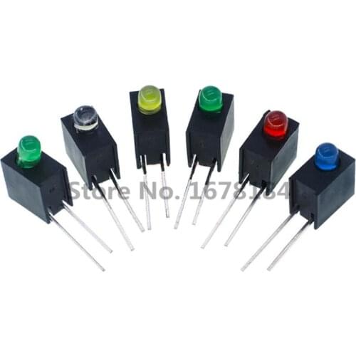 500PCS LED lamp LED hole black lamp holder with 3mm LED 90 degree curved legs red green yellow and blue Choose a color