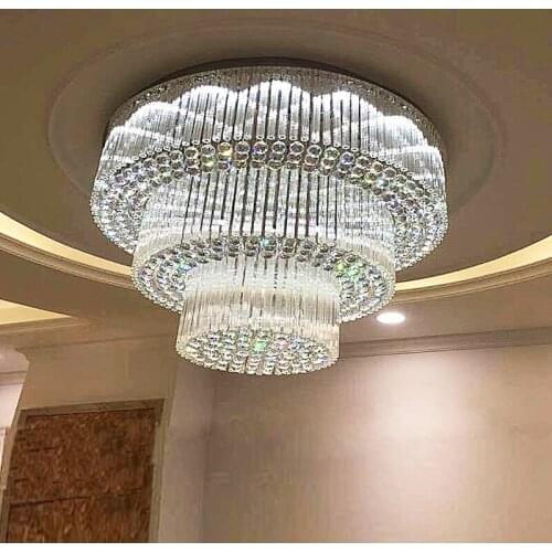 Living room ceiling lamp circular atmosphere led lobby lighting villa hotel club hotel engineering crystal lamps led lighting