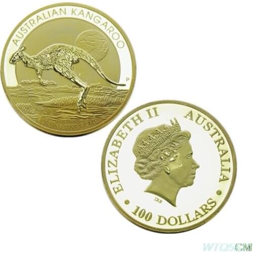 Gold Plated Australian Kangaroo 1OZ Elizabeth II Australia Souvenirs Coin