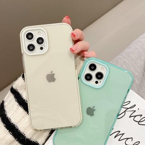 Transparent Shockproof Bumper Phone Case For iPhone 11 12 Pro Max 12Mini X XR XS 7 8 Plus SE 2020 Case Candy Soft TPU Back Cover