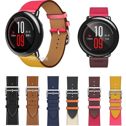 20mm 22mm Genuine Leather Watch Band Strap for Xiaomi Huami Amazfit PACE Smart Watch Replacement Wrist band for GTS 2E GTR 2