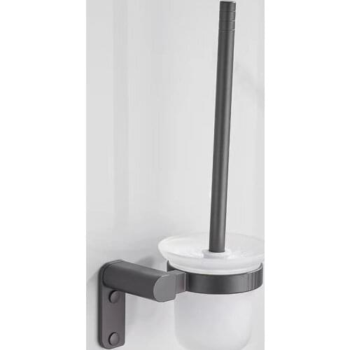 Grey space aluminum toilet brush minimalist European bathroom toilet toilet brush set punch
