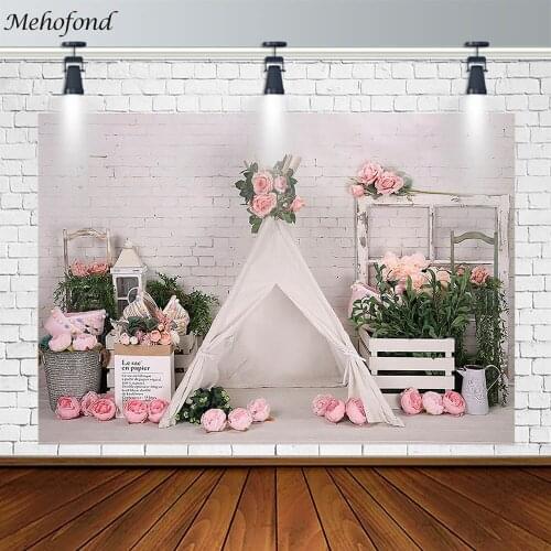 Mehofond Wedding Custom Backdrop Florals White Wedding Dresses Decor Photography Background Prop Photo Studio Banner Photozone