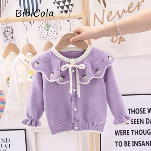 Spring and Autumn Girls' Knitted Cardigan Strawberry Lapel Childrens Baby Girl Sweater Jacket Western Princess Cardigan