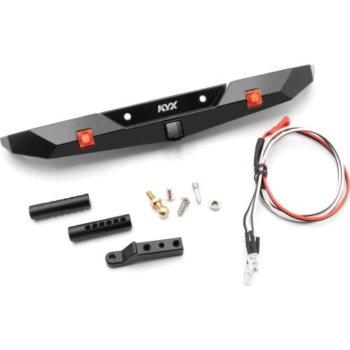 KYX Racing Alloy Rear Bumper w/ LED Lights Upgrades Parts Accessories for RC Crawler Car Axial SCX10 III AXI03007 SCX10.3