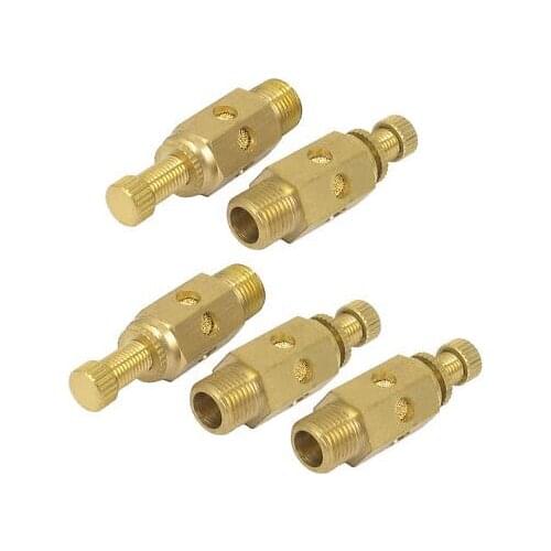 1/8BSP Male Threaded Muffling Throttle Valve Quick Fittings Gold Tone 5pcs