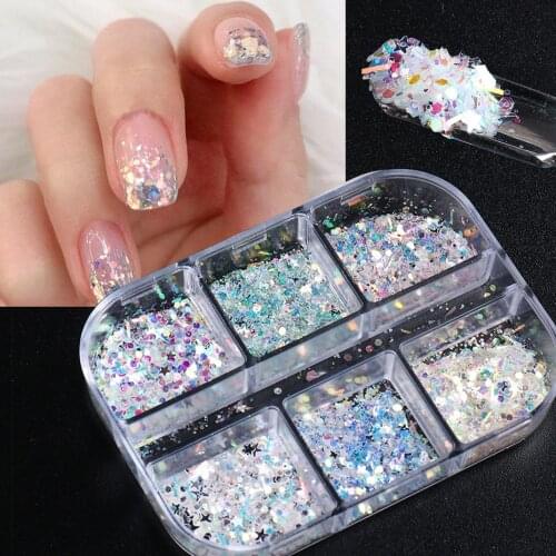 1Box Shiny Mermaid Glitter Nail Art Sequin Powder Symphony Paillette Spangle Polish UV Gel Acrylic Nails Decorations JI1909-03