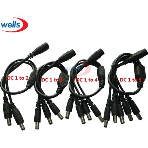 1pcs CCTV Security Camera 1 DC Female To 2/3/4/5 Male plug Power Cord adapter Connector Cable Splitter for LED Strip