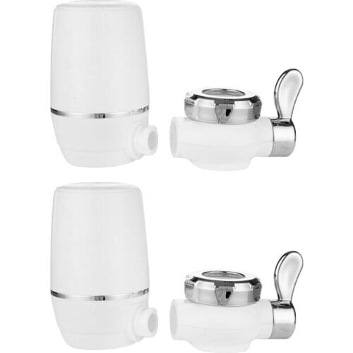 2pcs Tap Mount Water Filter System Faucet Water Filter for Bathroom White