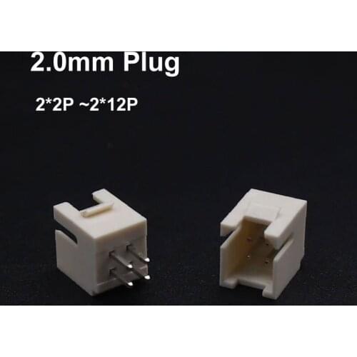 20PCS PHB 2.0mm Connector 2.0 Male Socket Straight Pin Double Row with Buckle PHSD Connectors 2*2/3/4/5/6/7/8/10P