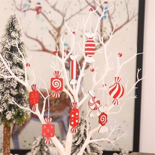 3 Pieces Of New Year Christmas Decorations Wooden Candy Pendants Stars Christmas Tree Family Party 3D Christmas Decorations
