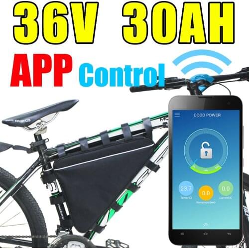 36V 30Ah APP triangle lithium ion ebike battery with Bluetooth GPS remote control NCR18650 36v 1000w Electric Bike