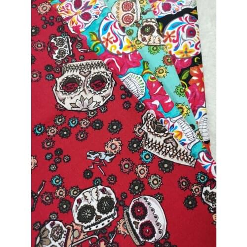 4pcs Cotton Fabric Black Green Red Skull Flower Halloween Ghost Sewing Clothing Tissue Telas Textile Patchwork Bundle DIY