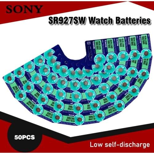 50pc 100% Original SONY 395 SR927SW 399 SR927W AG7 LR927 1.55V Silver Oxide Button Coin Cell For Toy Watch Battery MADE IN JAPAN