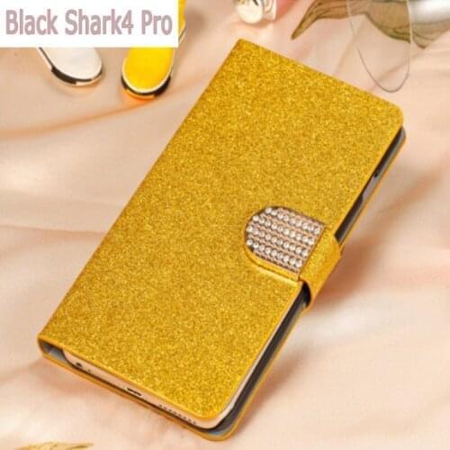 Glitter PU Leather Case For Xiaomi Black Shark 4 Pro Cover Flip Wallet Book Funda Black Shark4 Pro Female Phone Protective Case