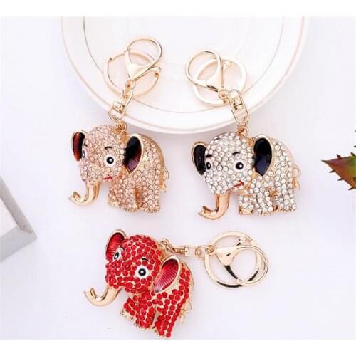 Colorful Cute Elephant Crystal Animal Keychain Valentines Gift Rhinestone Keyring for Friend Bag Holder