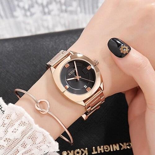 Fashion Guou Brand Dial Casual Watch Lady Simple Full Steel Waterproof Watches Woman Personality Clocks Gift Quartz Wristwatches