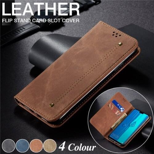 Luxury Denim Leather Flip Case for Huawei Y9 2019 Magnetic Wallet Card Cover for Huawei Y9 Prime/P smart Z Phone Cases Coque Bag