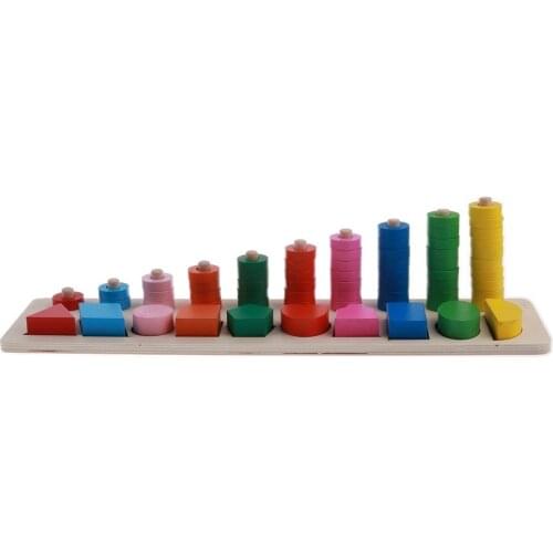 Montessori Wooden Toys Geometric Blocks Counting Matching Game Color Shape Recognition Educational Toys for Children Kids