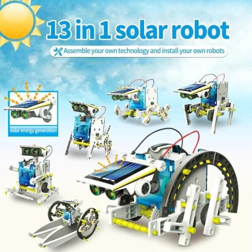 DIY 13 In 1 Solar Robots Children Plastic Educational Entertainment Toy Solar Hands-On Building Toys Transformation Robot Kit