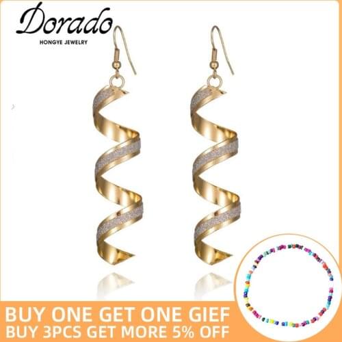 Dorado Twist Spiral Long Drop Earrings For Women Girls Retro Black New Female Dangle Hanging Earring Fashion Ear Jewelry Brincos