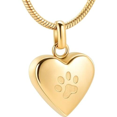 IJD8455 Paw Print Heart Cremation Urn Pendant for Pets Dog Cat Memorial Ashes Keepsakes,Loss of Pet Cremation Ashes Jewelry