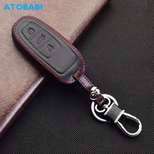 ATOBABI Leather Car Key Case For Audi A8 Q8 E-tron Q7 A7 A6 S6 S7 RS6 RS7 SQ7 SQ8 2020 2021 Smart Remote Control Protector Cover
