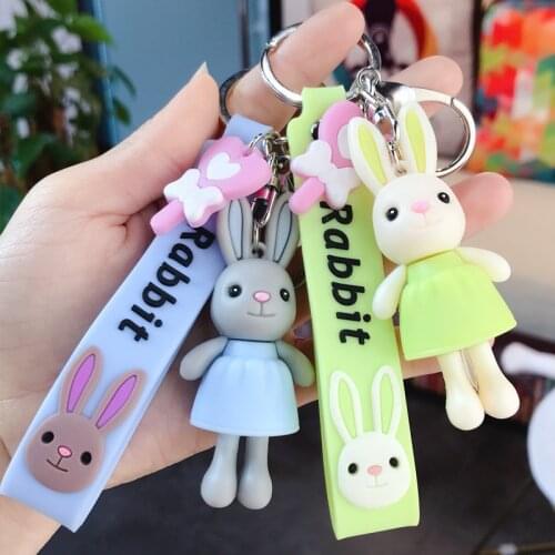 Creative Cute Rabbit Keychains Cartoon Ballet Bunny Key Chain For Women Bag Charm брелки Pendant Popular брелок Friends Gifts