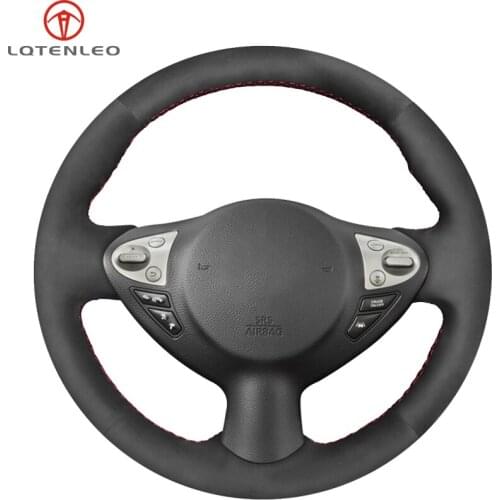 LQTENLEO Black Suede Car Steering Wheel Cover For Infiniti FX FX35 FX37 FX50 QX70 Nissan 370Z Juke Maxima Sentra SV Versa Note