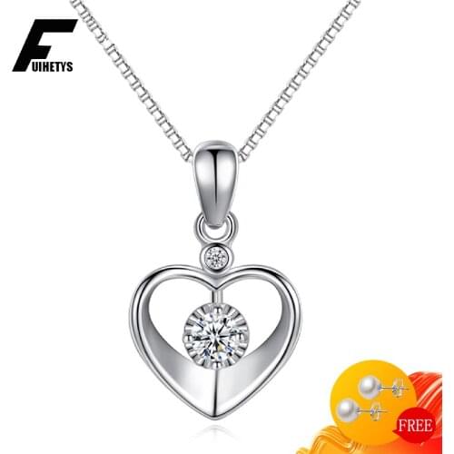 Fashion 925 Silver Jewelry Necklace with Heart Shape Zircon Gemstone Pendant for Women Wedding Engagement Accessories Wholesale