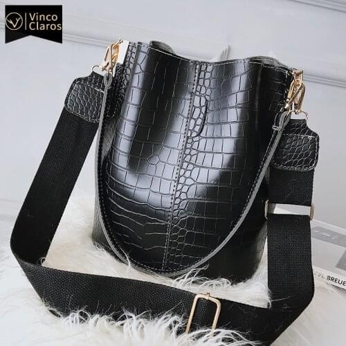 Fashion Alligator Leather Bucket Shoulder Bags Large Capacity Cross Body Bags for Women Luxury Handbags Designer Big Purses Sac