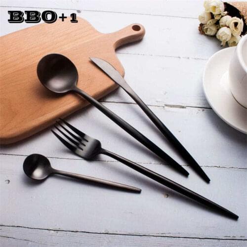 4pcs/set Stainless Steel Black Dinnerware Set Kitchen Cutlery Restaurant Tableware Knife and Fork Set Christmas Flatware set