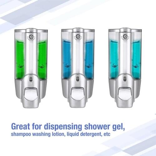 350ml wall-mounted soap dispenser simple manual push-type shampoo emulsion plastic container with lock