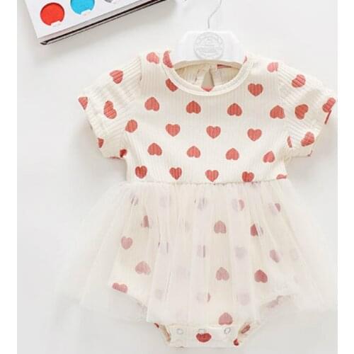 2020 New Infant Baby Clothes Romper Dress Baby Girls Cotton Love Heart Dot Sister Princess Party Dresses Cotton Newborn Costume