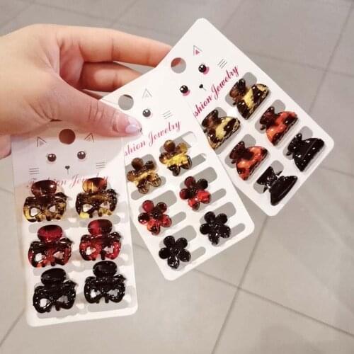 Oaoleer 6PSC/Set New Women Girls Vintage Elegant Leopard Small Acrylic Hair Claws For Women Girl Hair Accessories Headdress