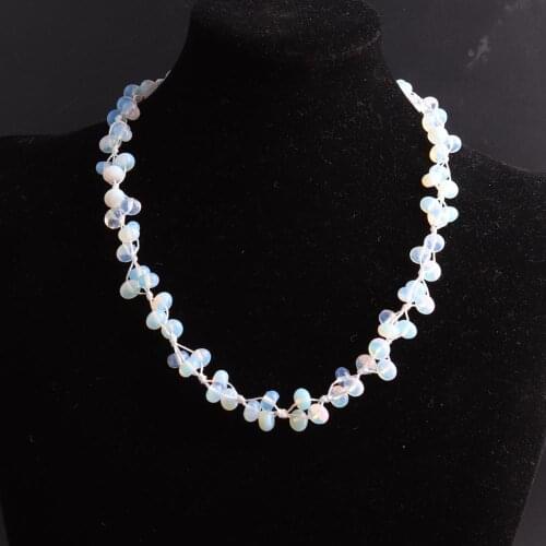 1PC Hand Knotter String Colorful opal Natural Stone Beads Bohemia Energy Women Necklace Women jewelry collar dropship suppliers