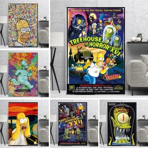 Modern Simpson Cartoon Canvas Painting Posters and Prints Wall Art Pictures for Living Room Home Decor Cuadros No Frame