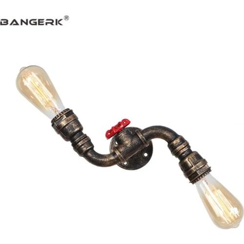 Loft Industrial Iron Water Pipe Wall Lamp Retro Double LED Edison Sconce Wall Lights For Dining Room Bedside Home Decor Lighting