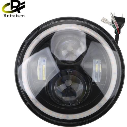 Ruitaisen 7" LED Headlights 60W High Low Beam LED H4 Halo Angel Eye DRL Amber Turn Signal for Jeep Wrangler JK TJ Land Rover Har