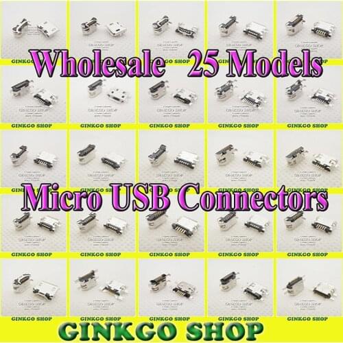 Universial 25Models Micro USB Connector Jack 5P 5Pin Sockect repairing Mobile Phone for Huawei Sony Samsung Htc Lenovo Zte