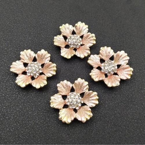 50pcs Flower Alloy Crystal Rhinestone Appliques Buckle strass Jewelry Brooch Vintage Button Girls Hanfu Hairpin Hair Clip Decor