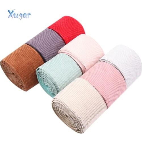 Xugar 3" 75MM Solid Color Autumn Winter Stripe Corduroy Ribbon Velvet Fabric Layering DIY Hair Bow Decoration Material 2Yards