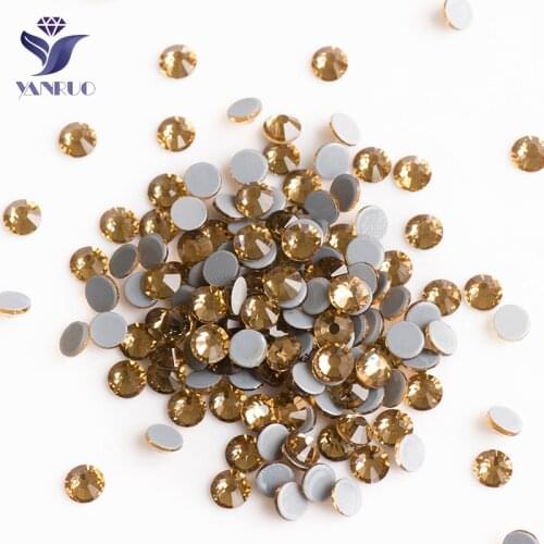 YANRUO 2058HF Lt Colorado Topaz SS6-SS30 Iron On Clothing Hot Fix Crystal Glass Stones Rhinestones Craft Sewing Accessories