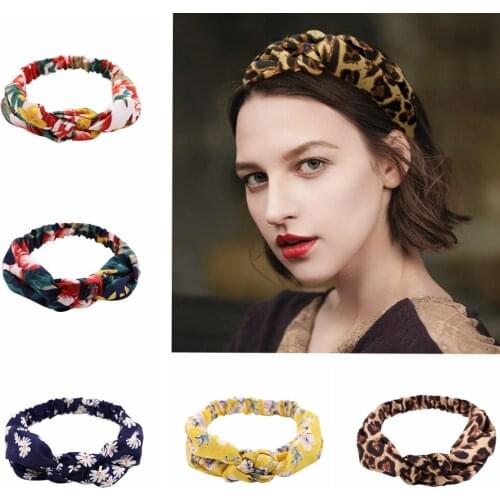 Vintage Printing Headband For Women Girls Solid Color Elastic Hair Band Hairband Boutique Handmade Headwear Hair Accessories