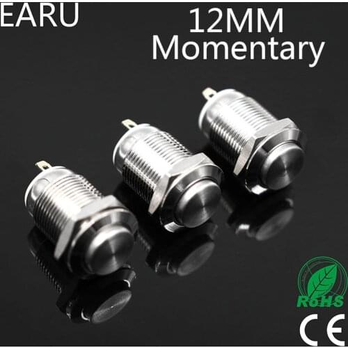 1pc 12mm Waterproof Momentary Stainless Steel Metal High Head Doorbell Bell Horn Push Button Switch Car Auto Engine Power Start