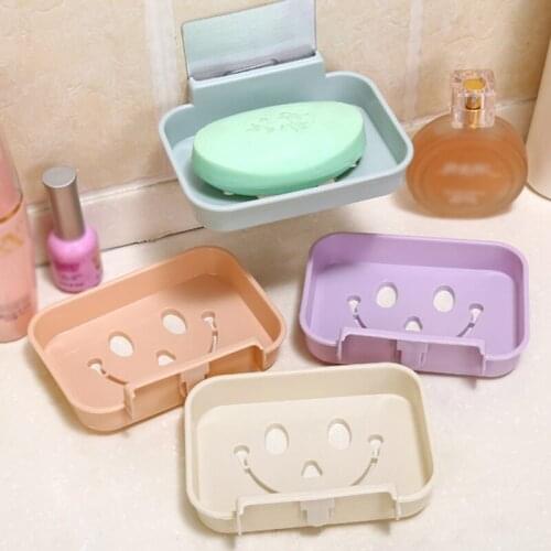 100% Brand New And High Quality Seamless Trace Wall-Mounted Hollow Smile Face Drainage Soap Dish Tray Bathroom Beautiful Top
