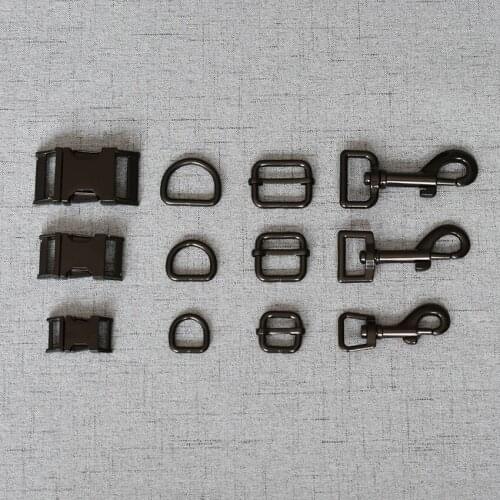 100 Sets 15mm/20mm/25mm Metal D Ring Snap Hook Adjustable Release Buckle DIY For Paracord Pet Dog Collar and Leash Accessories