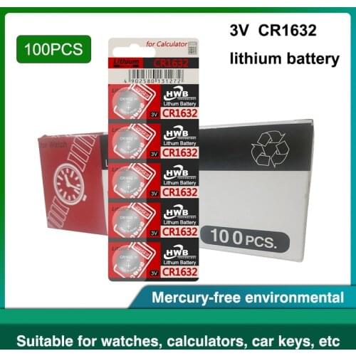 100Pcs for maxell CR1632 1632 DL1632 3V Lithium Batteries Cell Button Coin Battery Calculator Toy Medical Batteries