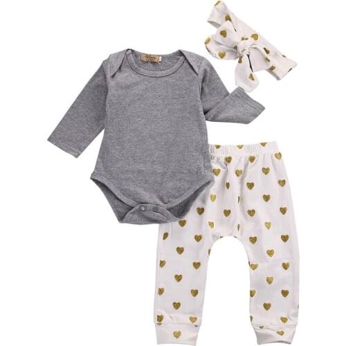 3pcs/set Infant Clothes Baby Kids Clothing Set Baby Girls Cotton Clothes Sets Spring Autumn Tops Shirt Pants Headband
