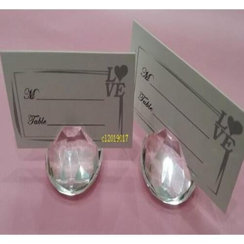 300pcs/Lot Heart Crystal Diamond Place Card Holder K9-crystal Table Card Holders Wedding Decoration Favors+FREE SHIPPING